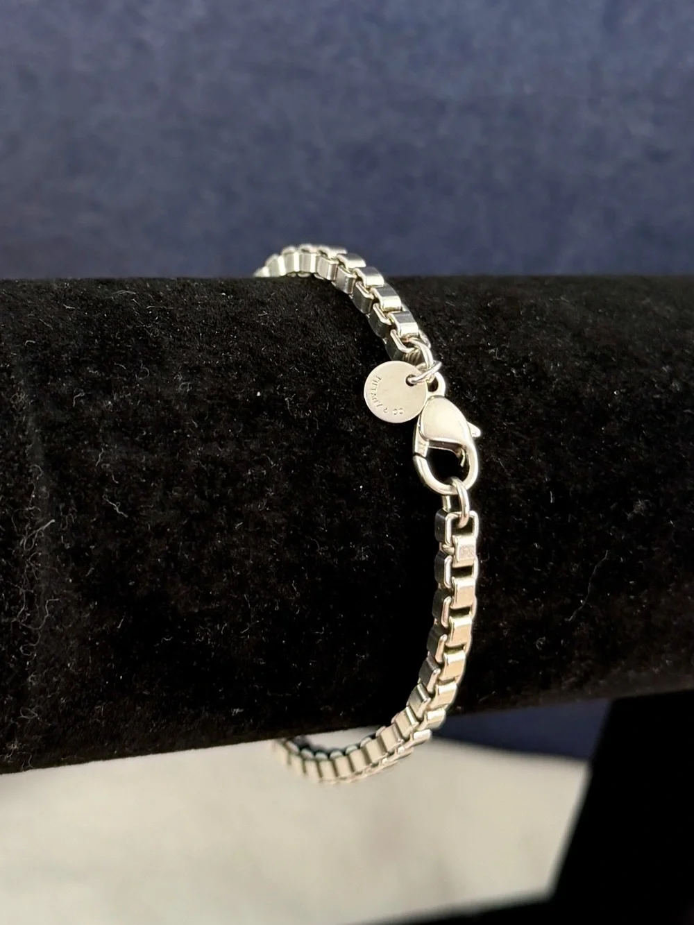 TIFFANY & CO. Sterling Silver Venetian Box Chain Bracelet 16.3g; 7.25” w/ COA